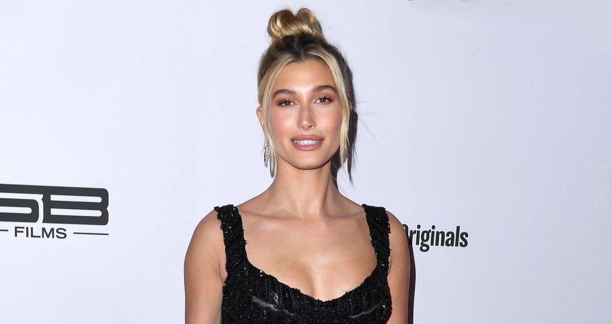 Hailey Bieber in Plunging Little Black Dress Celebrates 