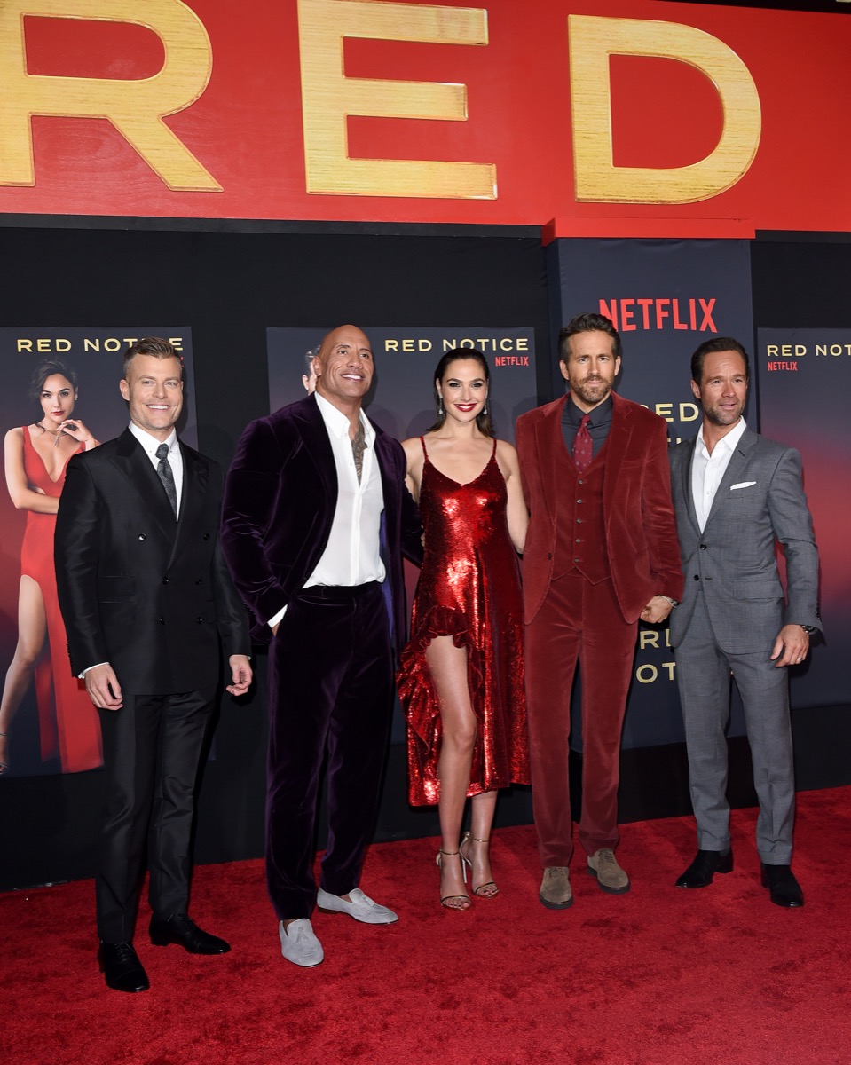 Red Notice' Premiere 2021: Red Carpet Fashion