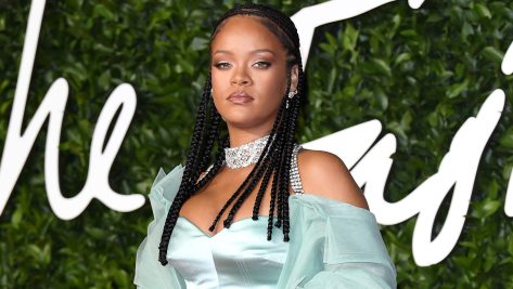 Rihanna in Bathing Suit Top Flaunts Fuzzy Green Outfit
