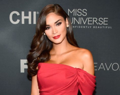 Pia Wurtzbach in Bathing Suit Wears Her “Boyfriend Shirt”