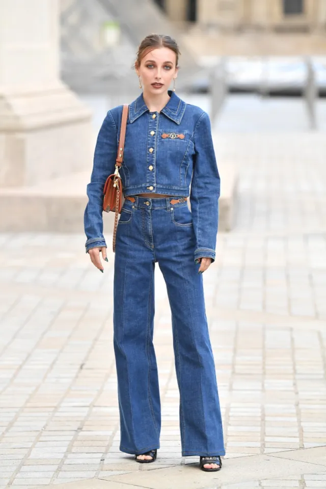 Emma Chamberlain attends the Louis Vuitton show as part of the