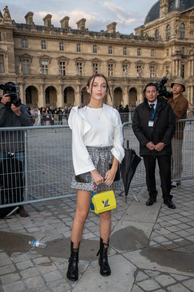 Emma Chamberlain attends the Louis Vuitton show as part of the Paris