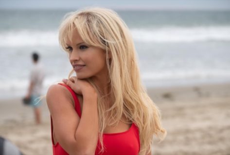 Lily James in Bathing Suit Transforms Into Pamela Anderson