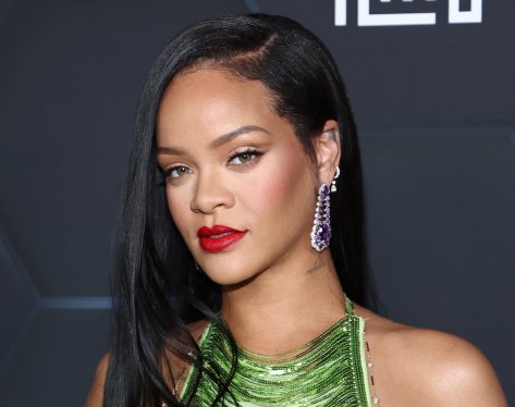 Rihanna Shows Off Her “Bump” in Sheer Oscars Gown