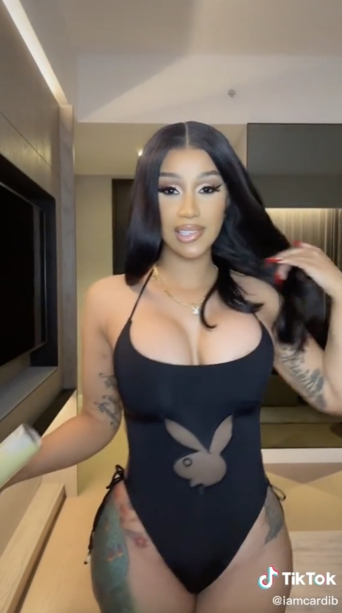 Cardi B in Bathing Suit Asks