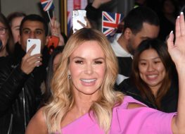 Amanda Holden in Bathing Suit Says "Hats Off"