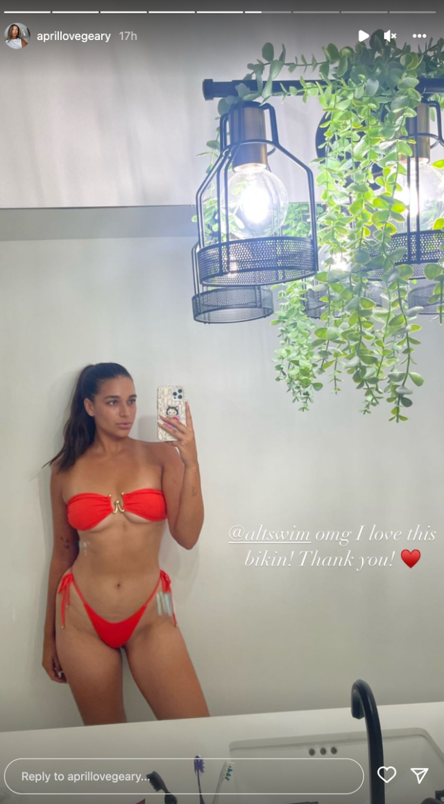 April Love Geary in Bathing Suit Shares a Selfie Celebwell