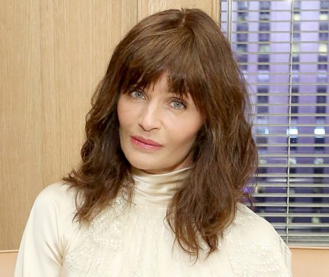 Helena Christensen in Bathing Suit Exfoliates Legs With "Coffee Grounds"