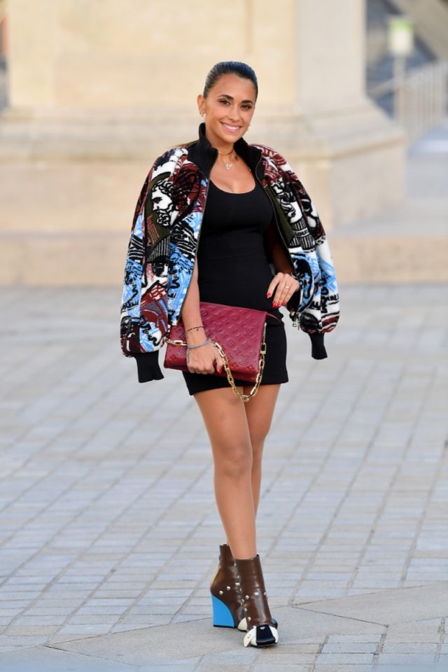 Antonella Roccuzzo Messi attending the Louis Vuitton show as part