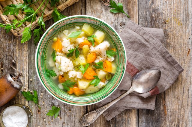 bowl of veggie soup