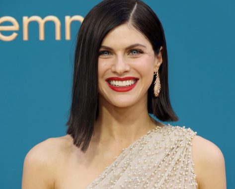 Alexandra Daddario in Bathing Suit Does “Emmy Weekend Jump!”