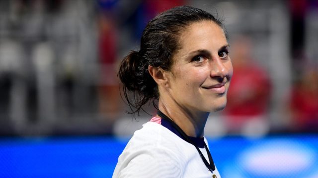 CINCINNATI, OHIO - SEPTEMBER 21: Carli Lloyd #10 of the United States looks on after a Women's International Friendly between the United States and Paraguay at TQL Stadium on September 21, 2021 in Cincinnati, Ohio. (Photo by Emilee Chinn/Getty Images)