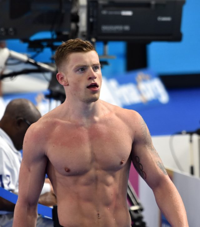 Budapest, Hungary - Jul 25, 2017. Competitive swimmer PEATY Adam (GBR) swimming breastroke. FINA Swimming World Championship Preliminary Heats in Duna Arena.