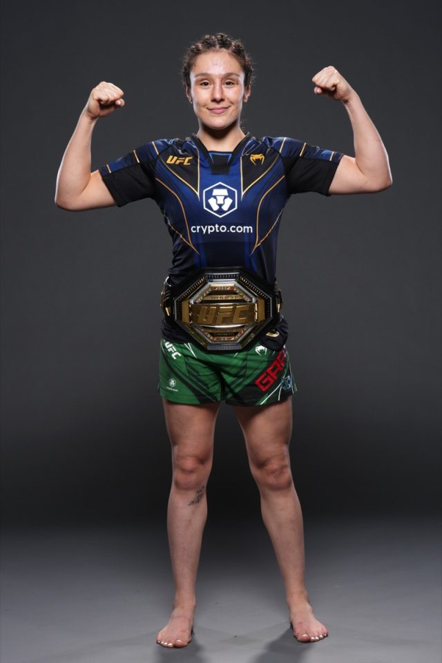 LAS VEGAS, NEVADA - MARCH 04: Alexa Grasso of Mexico poses for a portrait after her victory during the UFC 285 event at T-Mobile Arena on March 04, 2023 in Las Vegas, Nevada. (Photo by Mike Roach/Zuffa LLC via Getty Images)