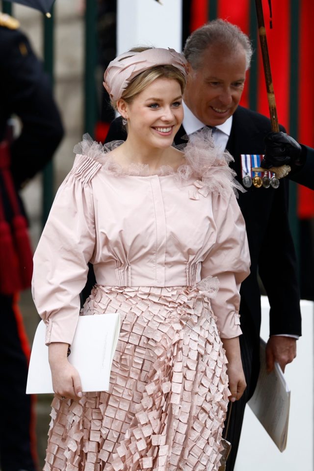 LONDON, ENGLAND - MAY 06: Lady Margarita Armstrong-Jones and David Armstrong-Jones, 2nd Earl of Snowdon depart the Coronation of King Charles III and Queen Camilla on May 06, 2023 in London, England. The Coronation of Charles III and his wife, Camilla, as King and Queen of the United Kingdom of Great Britain and Northern Ireland, and the other Commonwealth realms takes place at Westminster Abbey today. Charles acceded to the throne on 8 September 2022, upon the death of his mother, Elizabeth II. (Photo by Jeff J Mitchell/Getty Images)