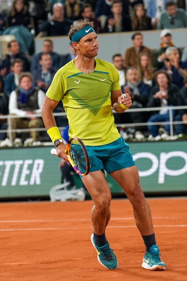 PARIS, FRANCE - MAY 31, 2022: Grand Slam champion Novak Djokovic of Serbia in action during his quater-final match against Rafael Nadal of Spain at 2022 Roland Garros in Paris, France