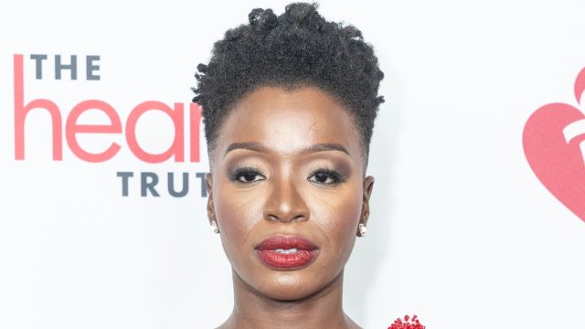 Folake,Olowofoyeku,Wearing,Dress,By,Teuta,Matoshi,Attends,American,Heart