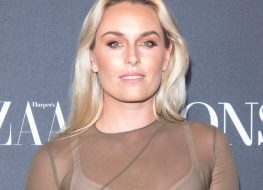Lindsey Vonn in Orange Leggings Lifts Weights and Works Out 