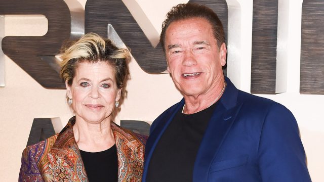 London,,Uk.,October,17,,2019:,Linda,Hamilton,And,Arnold,Schwarzenegger