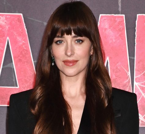 Dakota Johnson in Black Bares Midriff at Madame Web Premiere