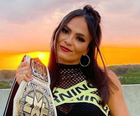 WWE NXT's Kiana James in Two-Piece Wrestling Gear Shows Off the Belt