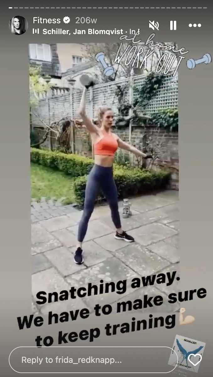 Frida Redknapp in Two-Piece Workout Gear Eats an 