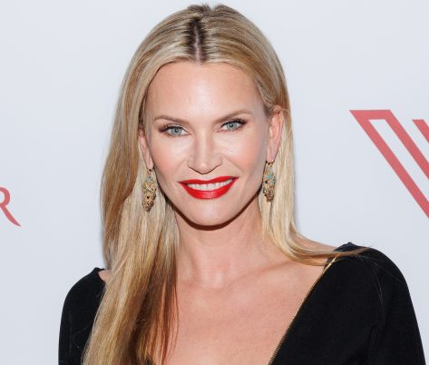 Natasha Henstridge in Black Workout Gear Poses With Her Trainer