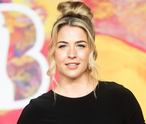 Gemma Atkinson in Workout Gear Does Intense Workout With a Special Guest