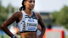 Nafissatou Thiam in Two-Piece Workout Gear is "High Jumping"