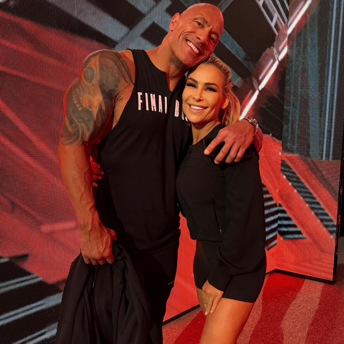 WWE Star Natalya Neidhart in Workout Gear Poses With The Rock