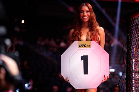 LAS VEGAS, NEVADA - JULY 08: Brookliyn Wren announces a round in a lightweight fight during the UFC 290 event at T-Mobile Arena on July 08, 2023 in Las Vegas, Nevada. (Photo by Jeff Bottari/Zuffa LLC via Getty Images)