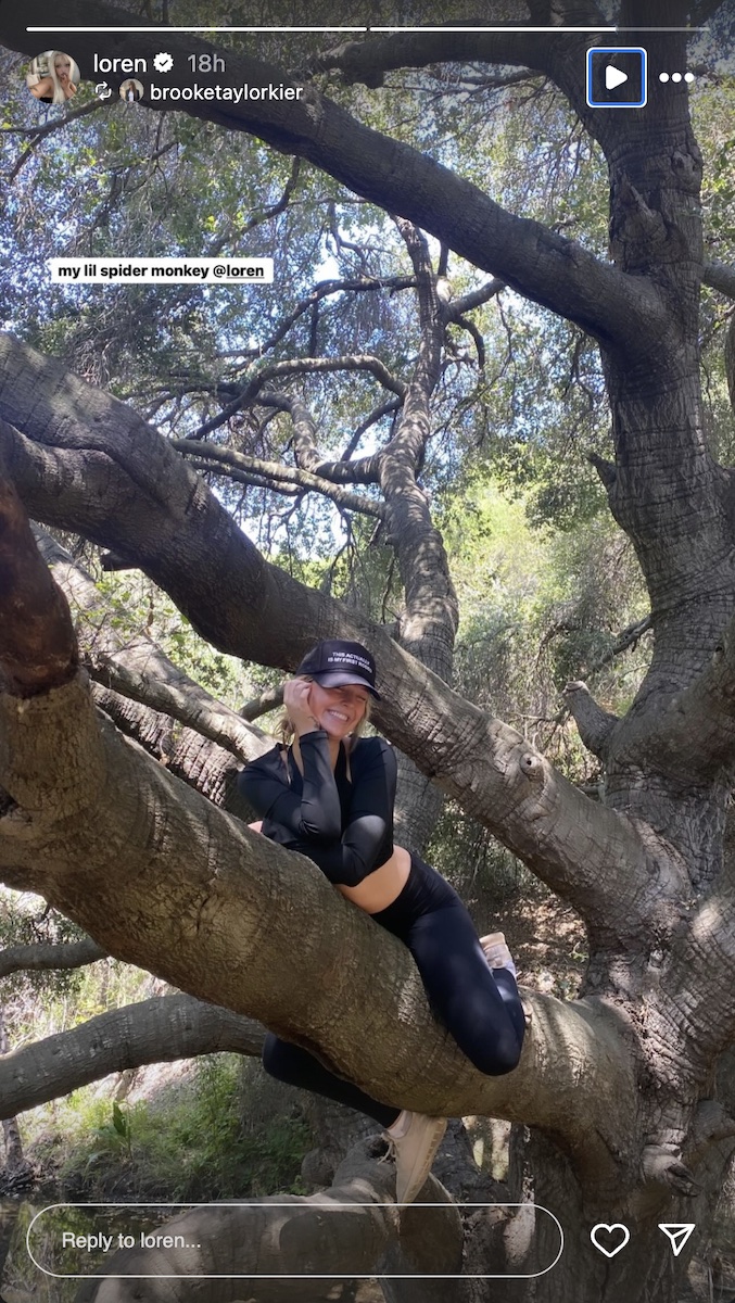 Loren Gray in Two-Piece Workout Gear Climbs a Tree