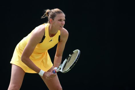 Karolina Pliskova in Two-Piece Workout Gear is in "Full Swing"