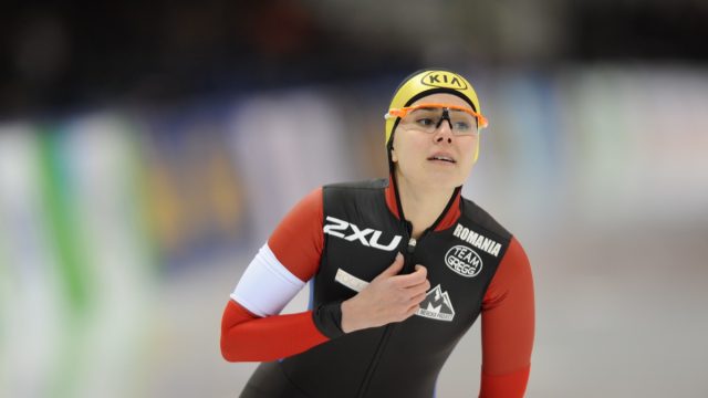 CHANGCHUN, CHINA - MARCH 04: Alexandra Ianculescu of Romania competes during the Ladies' 500m on day two of the ISU World Sprint Speed Skating Championships 2018 at the Jilin Speed Skating OVAL on March 4, 2018 in Changchun, China. (Photo by Tao Zhang - International Skating Union/International Skating Union via Getty Images)
