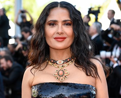 Salma Hayek in Workout Gear is "Getting ready to participate in the Olympic torch relay"