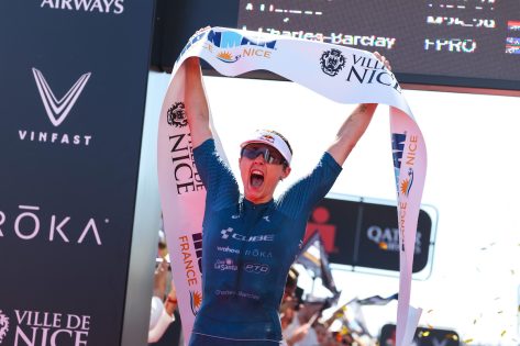 Lucy Charles-Barclay in Two-Piece Workout Gear is "the Ironman World Champion"