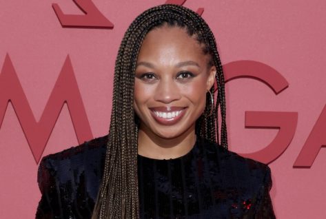 Track and Field Superstar Allyson Felix in Two-Piece Workout Gear Goes “From the Track to the Court”
