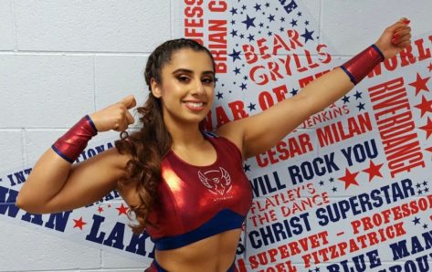 Gladiators Star Athena, aka Karenjeet Kaur Bains, in Two-Piece Workout Gear Shares “Beginner Bodyweight Training”