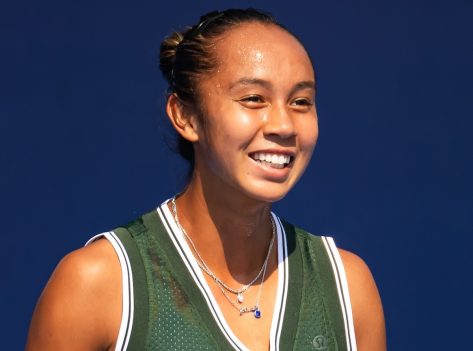 Tennis Player Leylah Fernandez in Two-Piece Workout Gear Visits Beijing