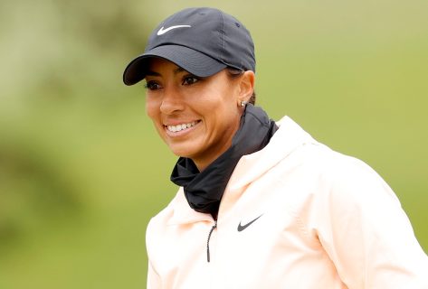 Golfer Cheyenne Woods in Two-Piece Workout Gear Says "Stay Tuned"