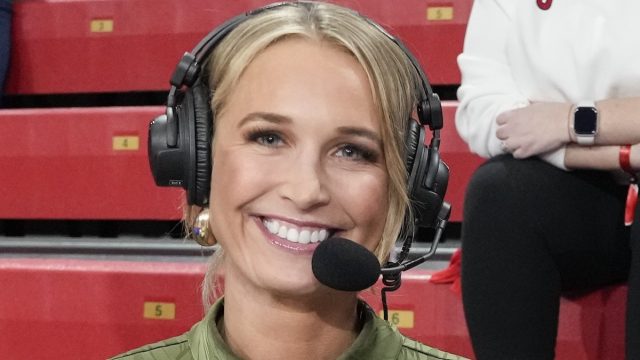 NBA Analyst Sarah Kustok in Two-Piece Workout Gear Says "Turn Me Up"