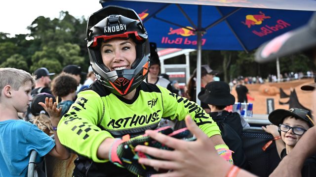 BMX Stunner Caroline Buchanan in Two-Piece Workout Gear Does “Pumptrack Laps”