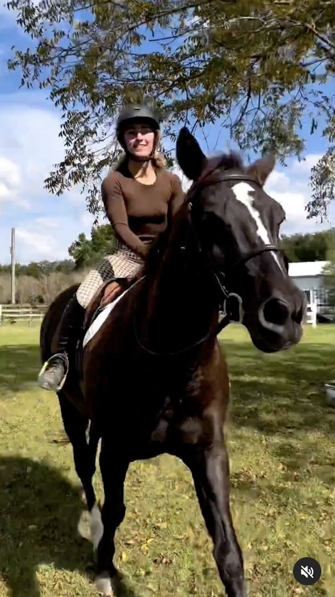 Demi Bagby enjoys a horseback ride.