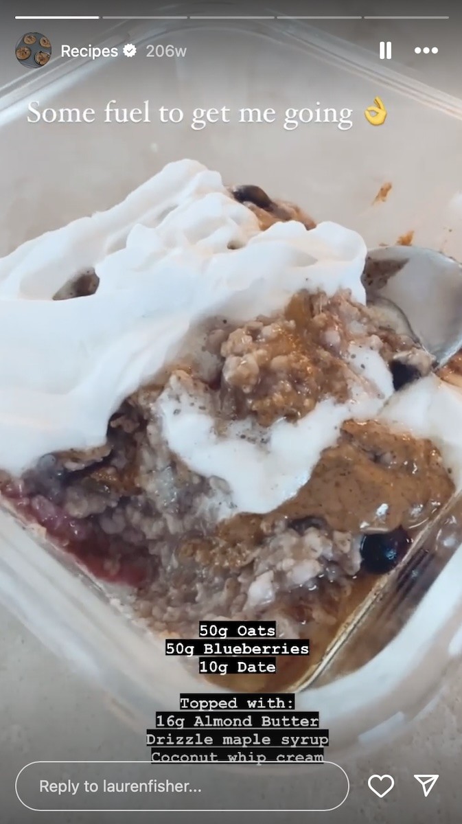 Lauren Fisher shares a phot of her breakfast with simple, real food.