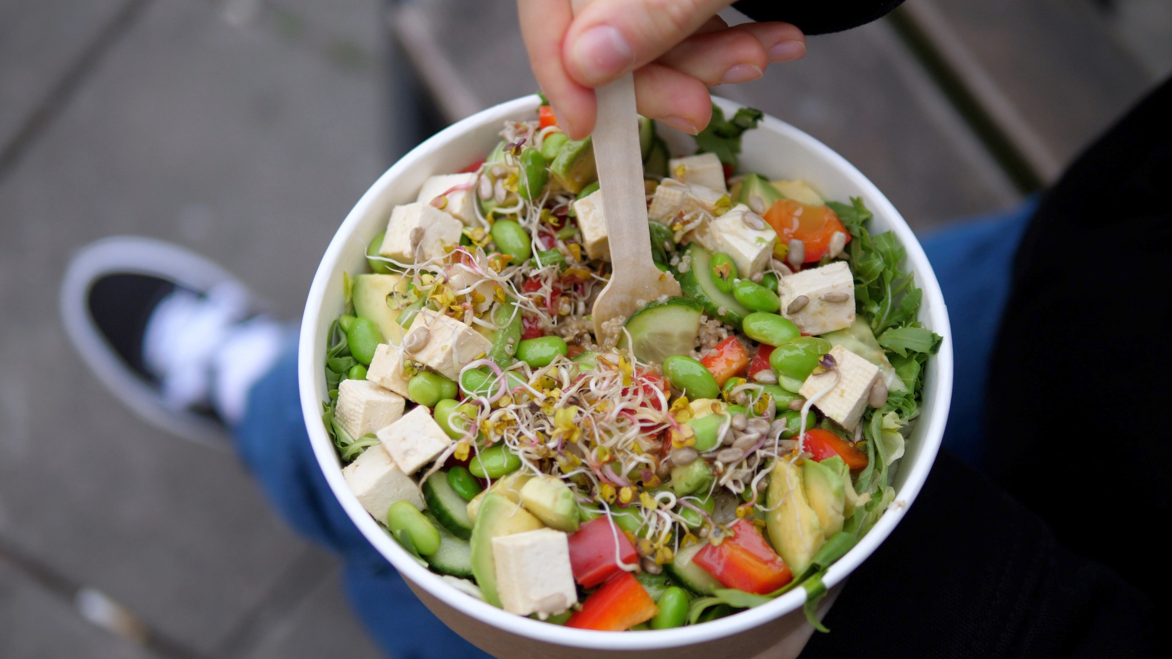 Salad with vegetables and tofu.