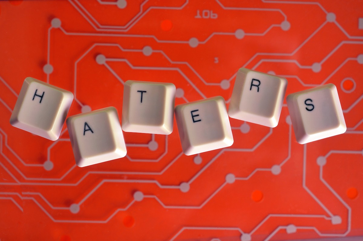 Keyboard,Keys,Form,The,Word,Haters,On,Red,Electric,Circuit