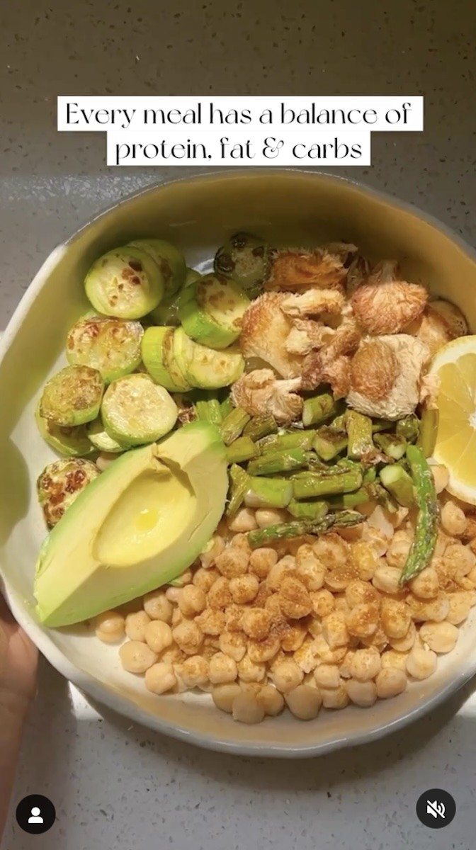 Georgia Gibbs shows a balanced meal.