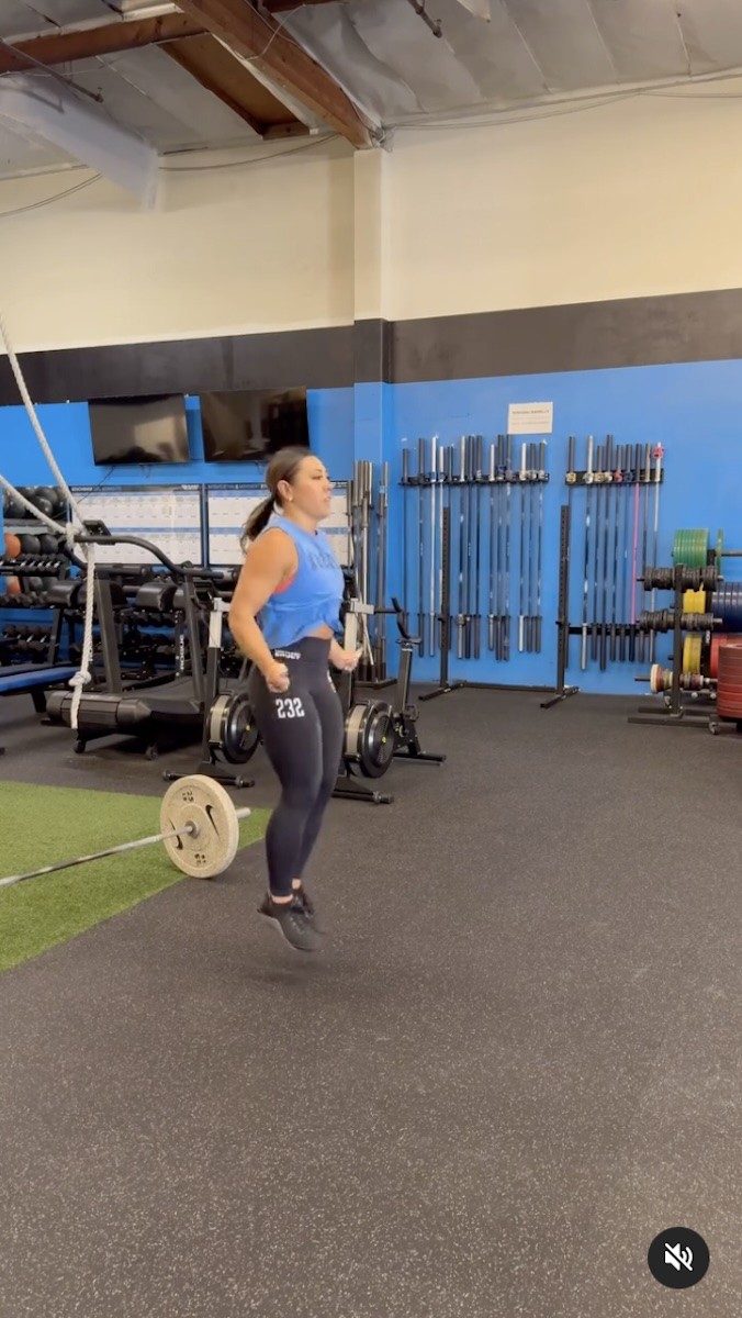 Jamie Hagiya is seen at the gym, jumping rope.