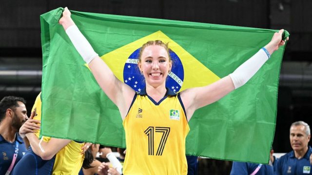 Volleyball Stunner Julia Bergmann in Two-Piece Workout Gear Shares "Game Faces for Game Day"