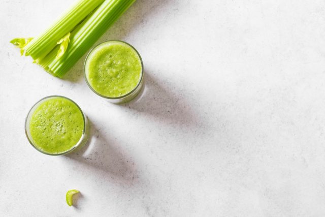 Celery,Juice,In,Glasses.,Fresh,Squeezed,Detox,Green,Juice,And